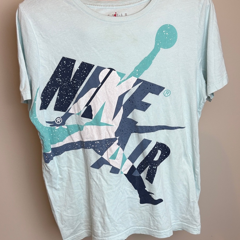 Nike Air Jordan Jumpman Classics Graphic T-shirt Teal Green Blue White Kids XL